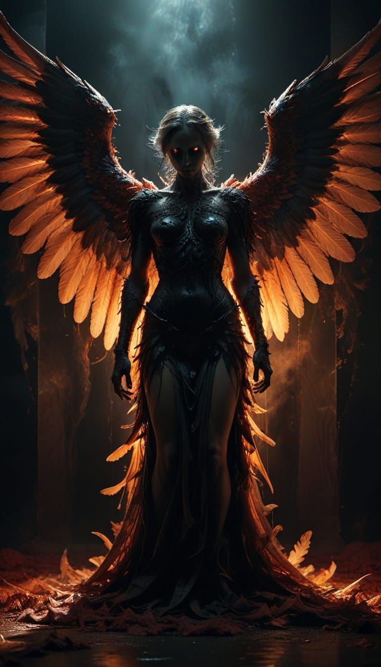 Ethereal Angel at Cosmic Threshold in Dark Fantasy Art
