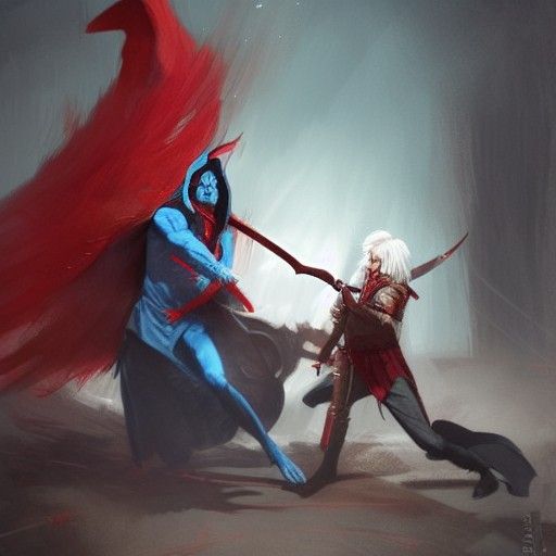 Warrior Attacks Blue Devil: Sinister Art