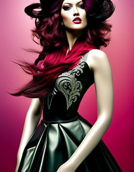 Carnival Enchantress in Metallic Attire: Digital Illustratio...