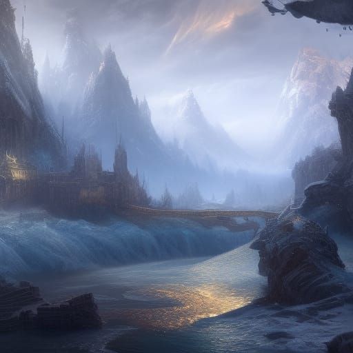 Pyrite, Gold, and Silver Flowing in Freezing Water