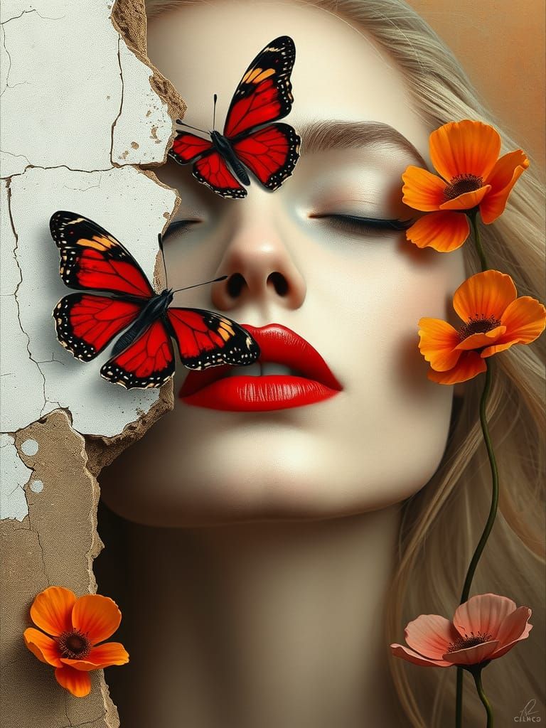 Dreamlike Woman in Abstract Expressionist Style