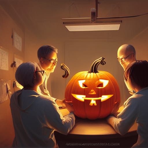 Surgeons Operate on Jack-o'-Lantern: Detailed Matte Painting