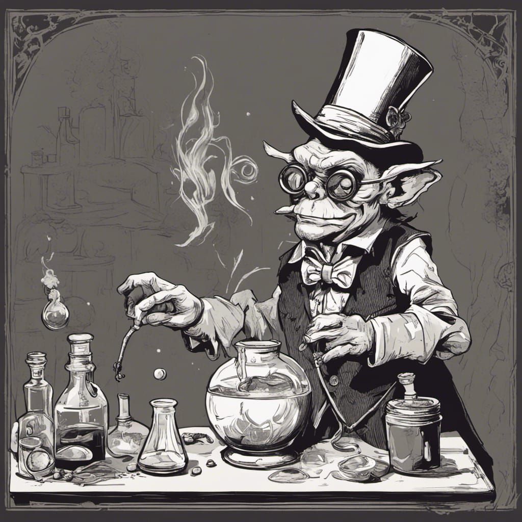 Goblin Alchemist Brewing Healing Potion