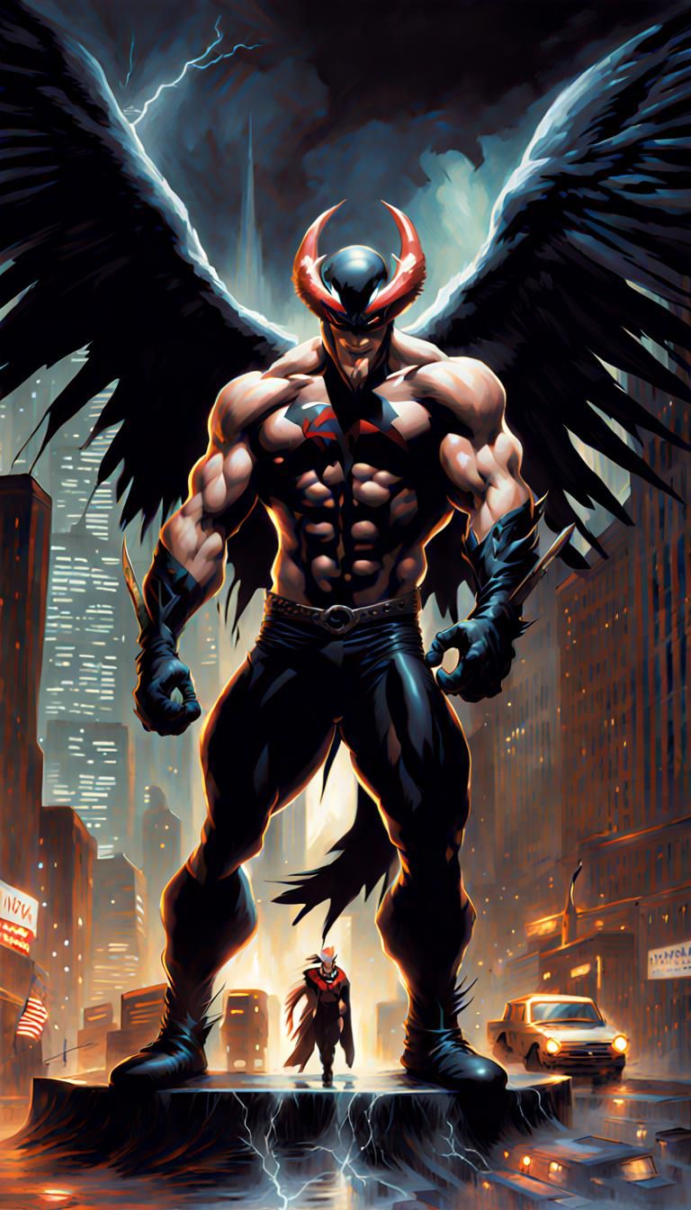 Venom Hawkman Fusion in Dystopian Thunderstorm