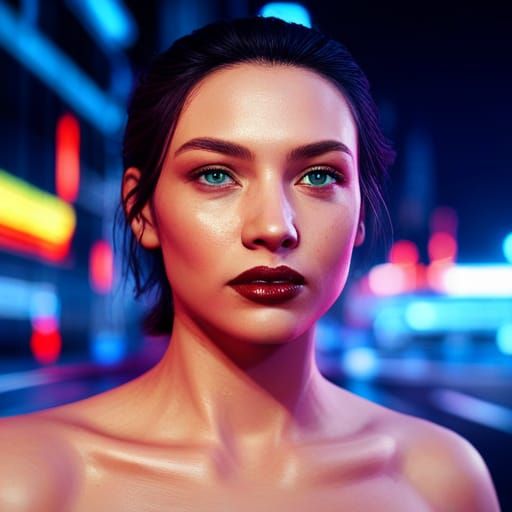 Futuristic Neon City Portrait: 8k Concept Art