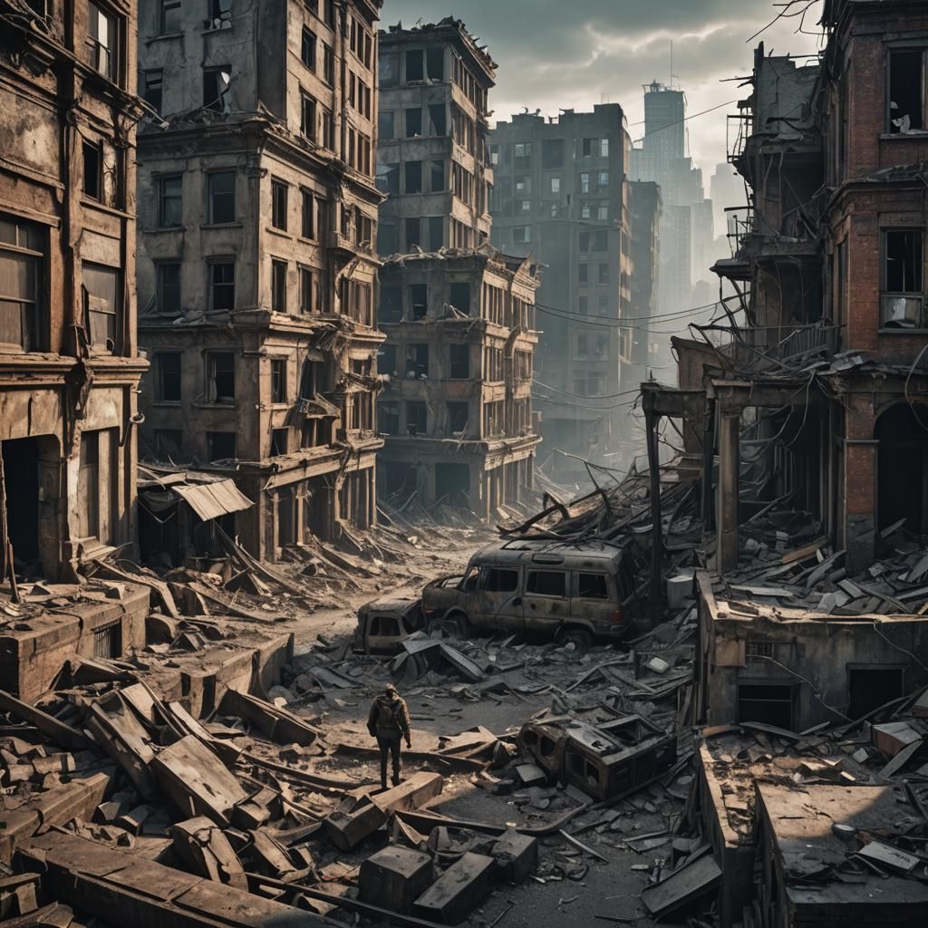 Hyperrealistic Ruined City Territory Hunters