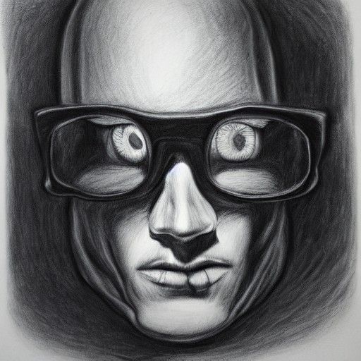 Hyperdetailed Charcoal Drawing: The Invisible Man