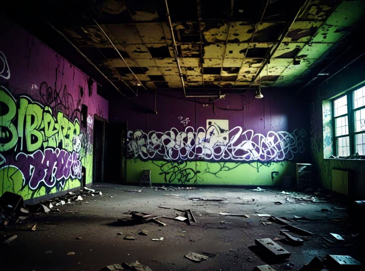 Ominous Purple Haze in Abandoned Nightclub
