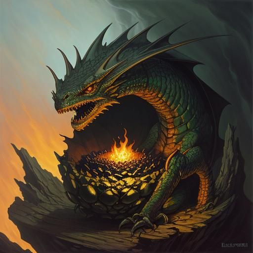 Hatching Baby Dragon in Dark Fantasy Style