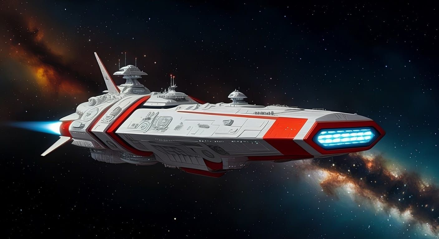 Cosmic Cruiser Embarks on Serene Galactic Journey