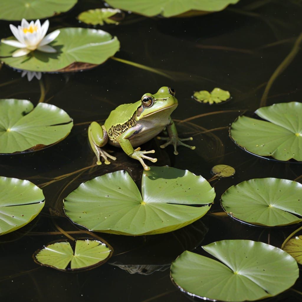 Frog Leaping Between Lily Pads