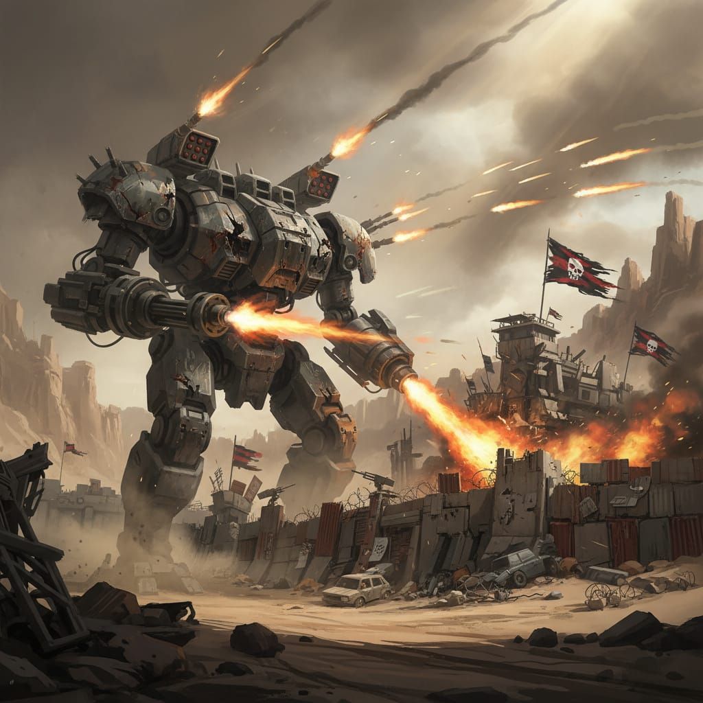 Giant Post-Apocalyptic Mecha Unleashes Destructive Fury