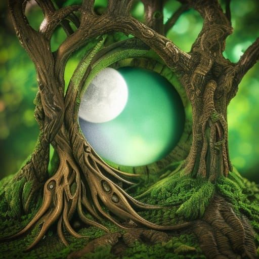 Enchanted Tolkien Tree Under Moonlit Sky
