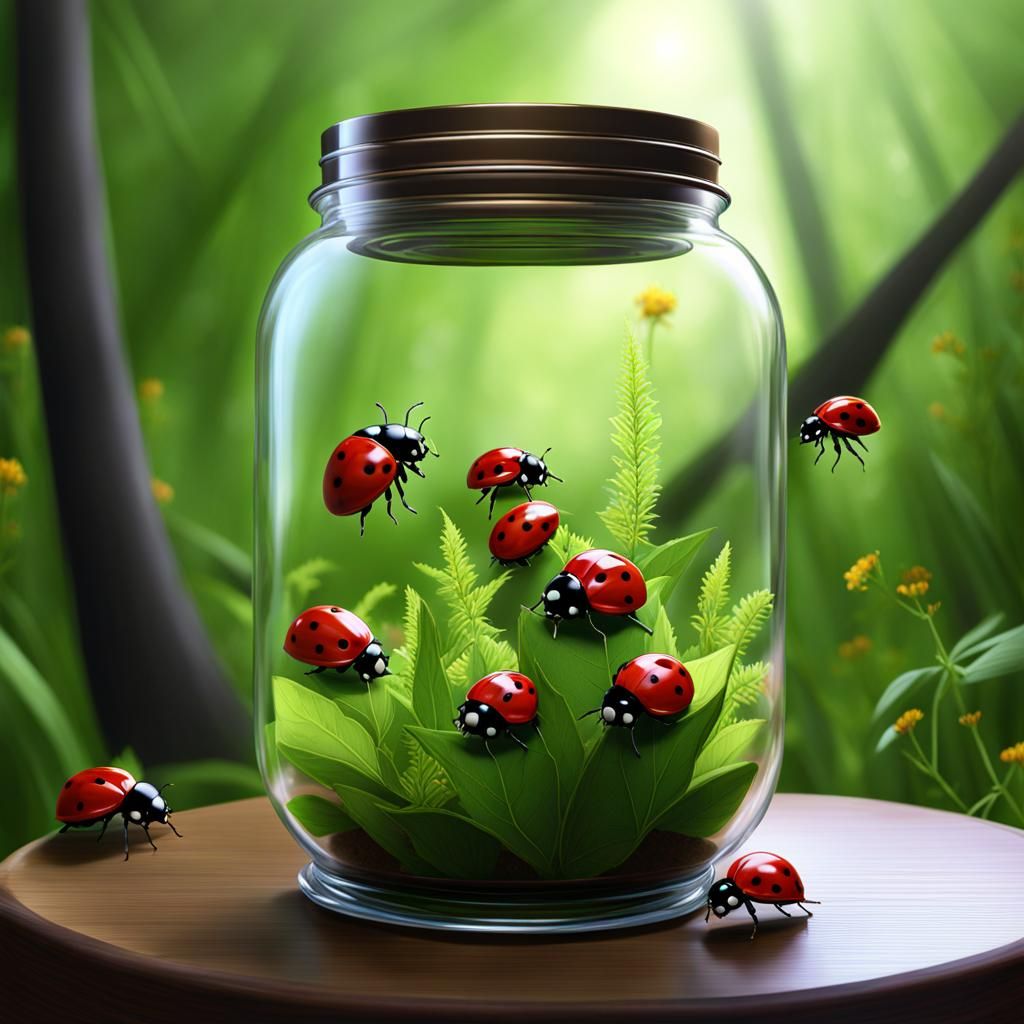 Ladybugs in a jar