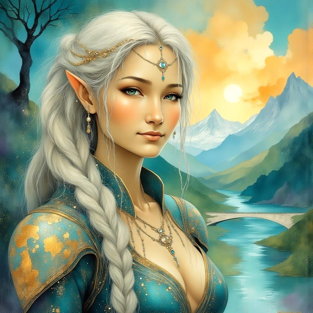 Ethereal Elf Maiden in Exquisite Leather Armor