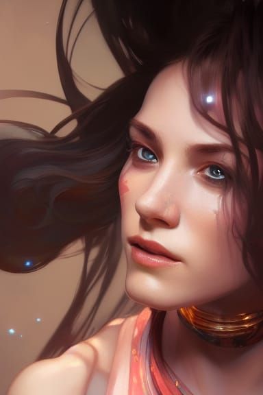 Woman's Portrait in Dynamic Lighting, Splash Art