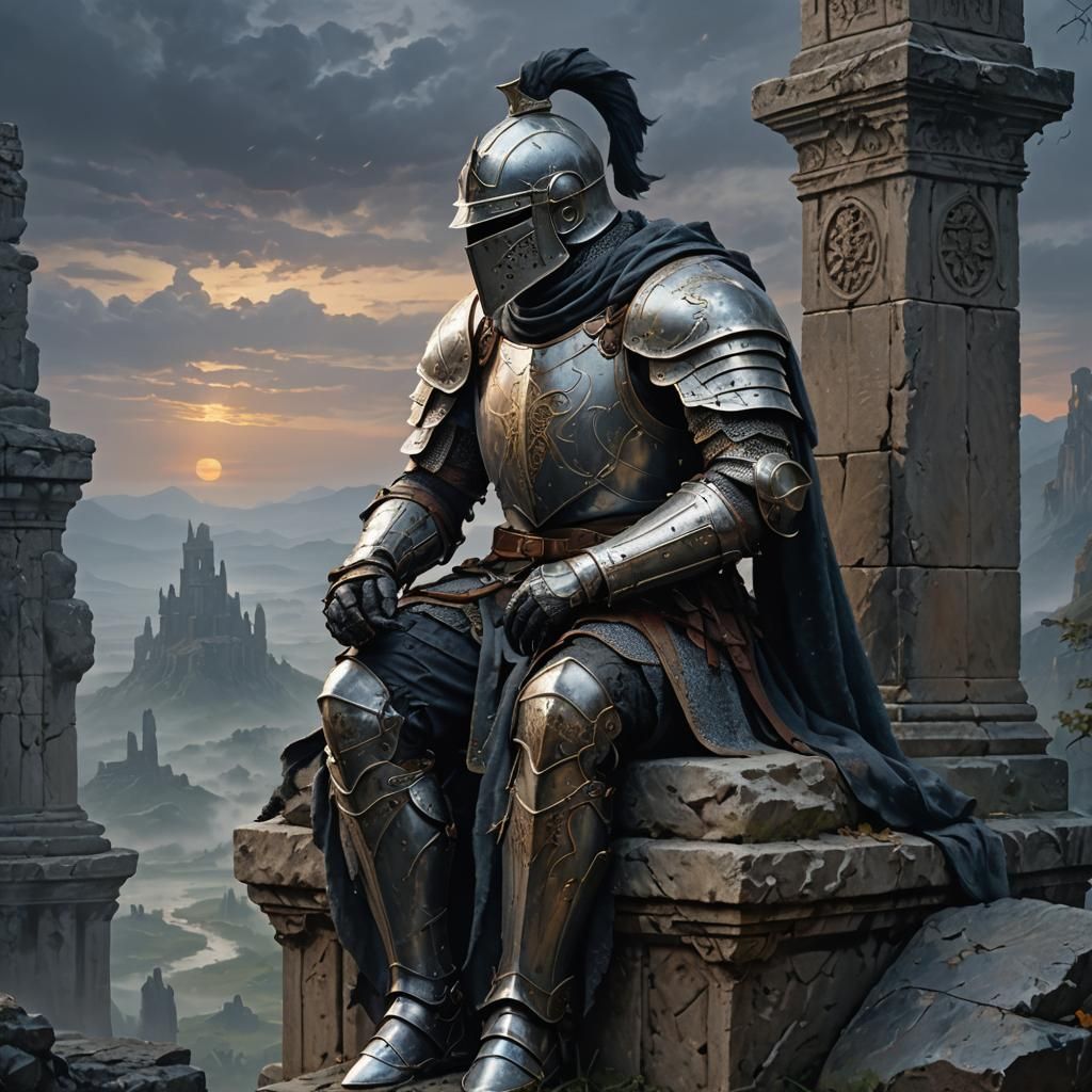 Knight in Enchanted Realm: Matte Painting Aesthetic