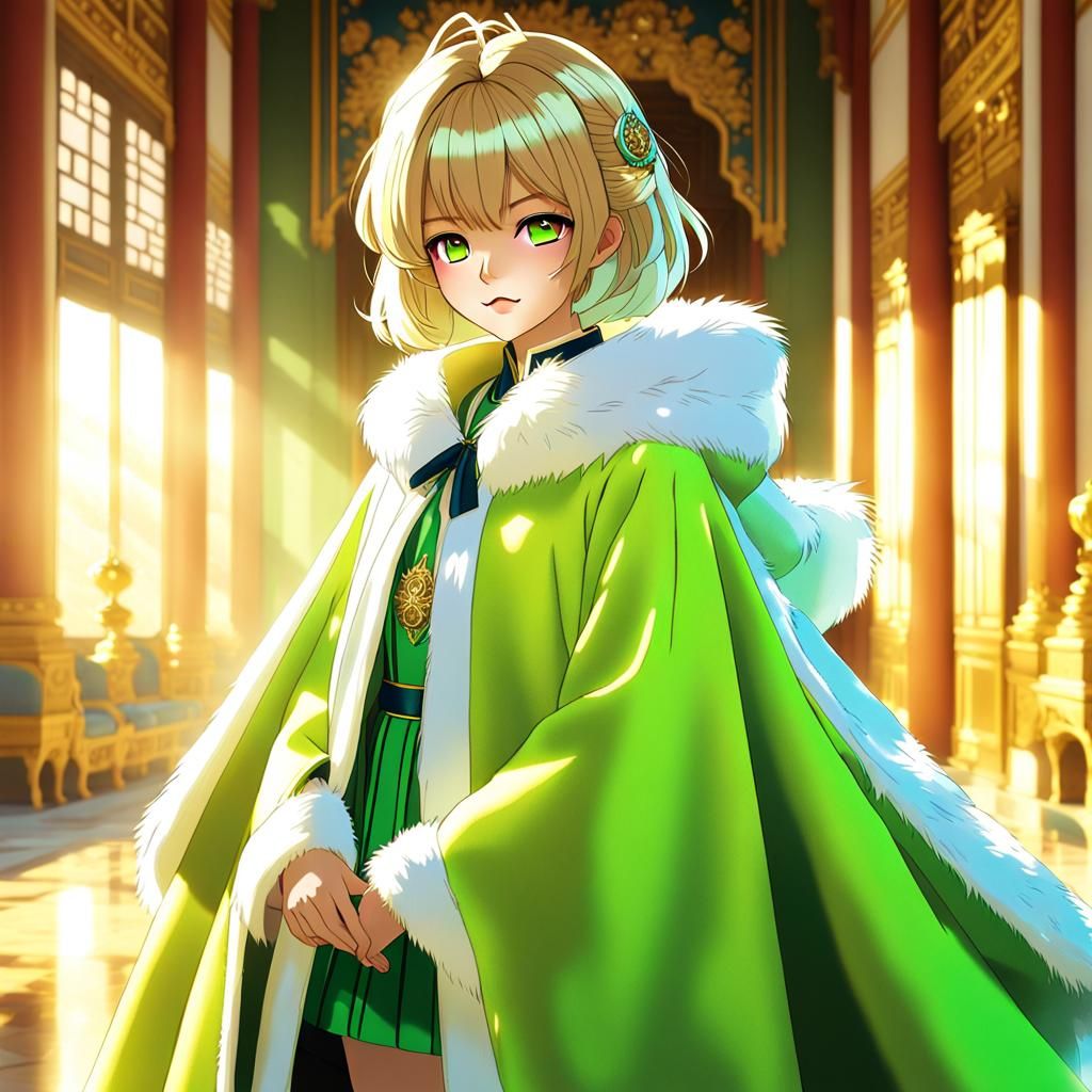 Anime Woman in Korean Dress at Royal Palace