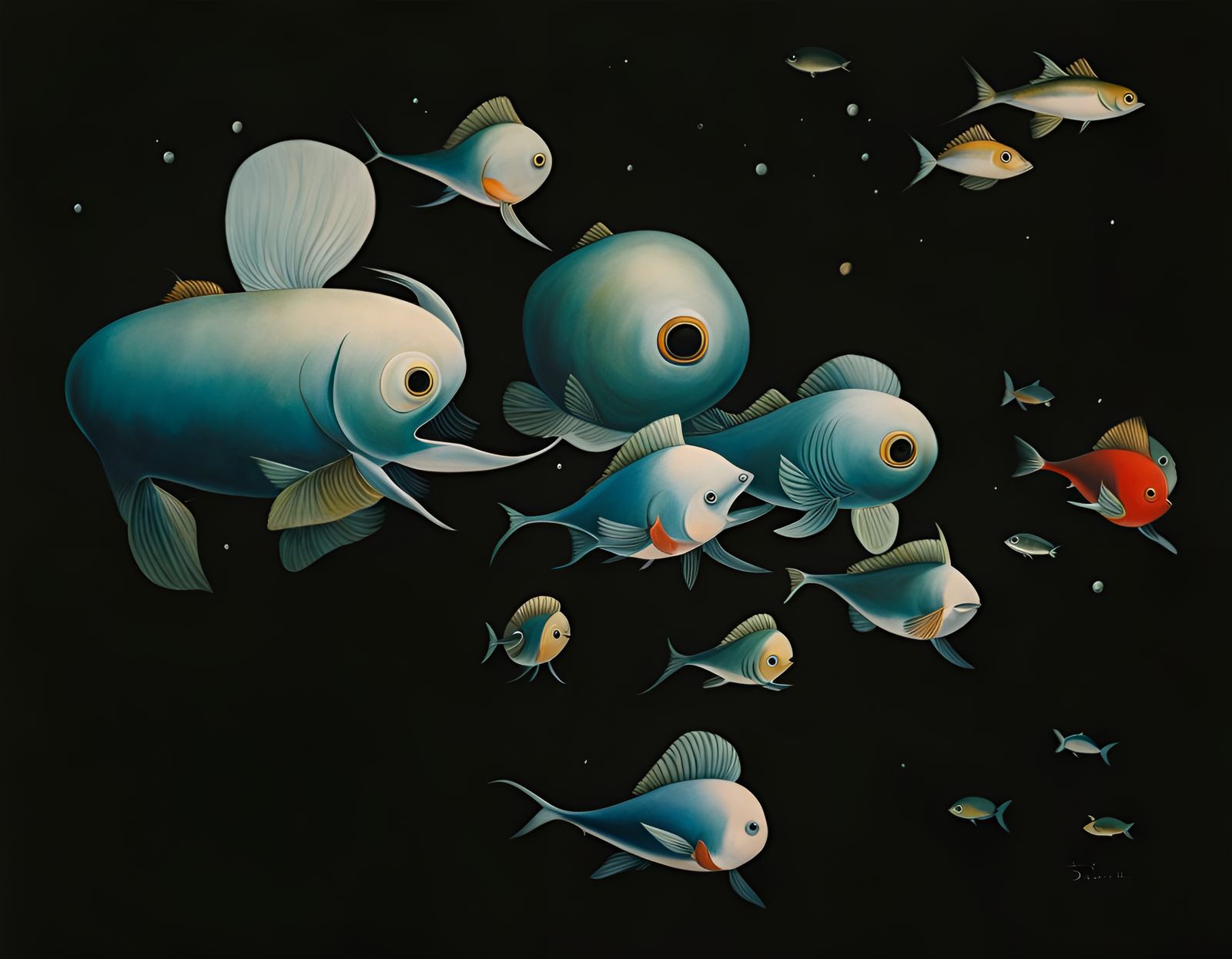 Surreal Fishes in Flight: A Global Art Fusion