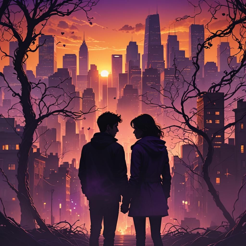 City Silhouette at Dusk in Cinematic Style