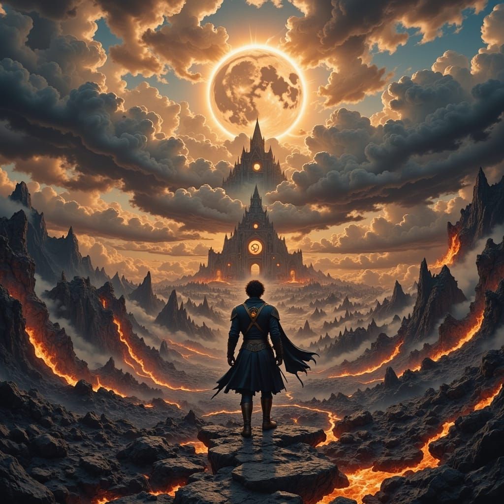 Frodo on Volcanic Landscape: Lord of the Rings Poster