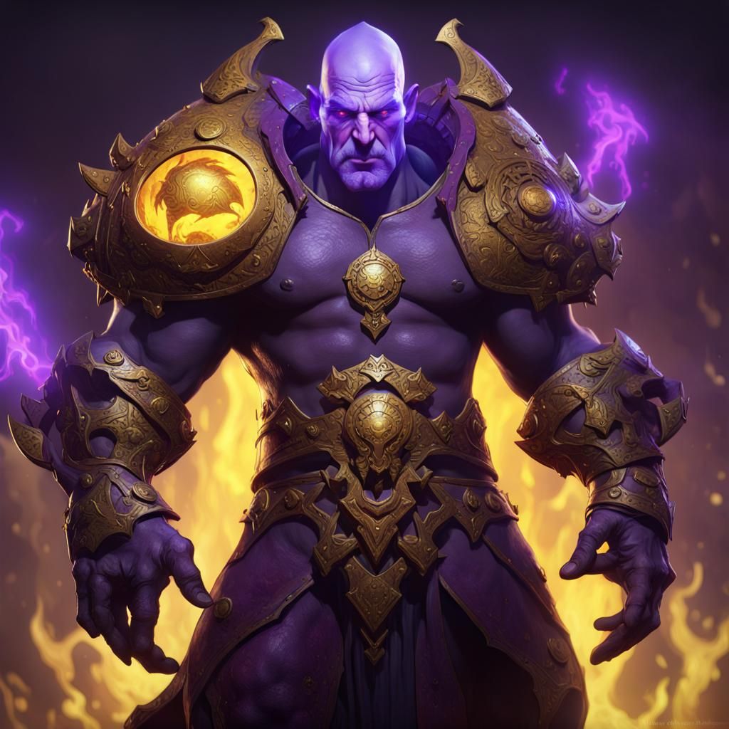 Earth Genasi Warlock Golem in Dark Fantasy Style