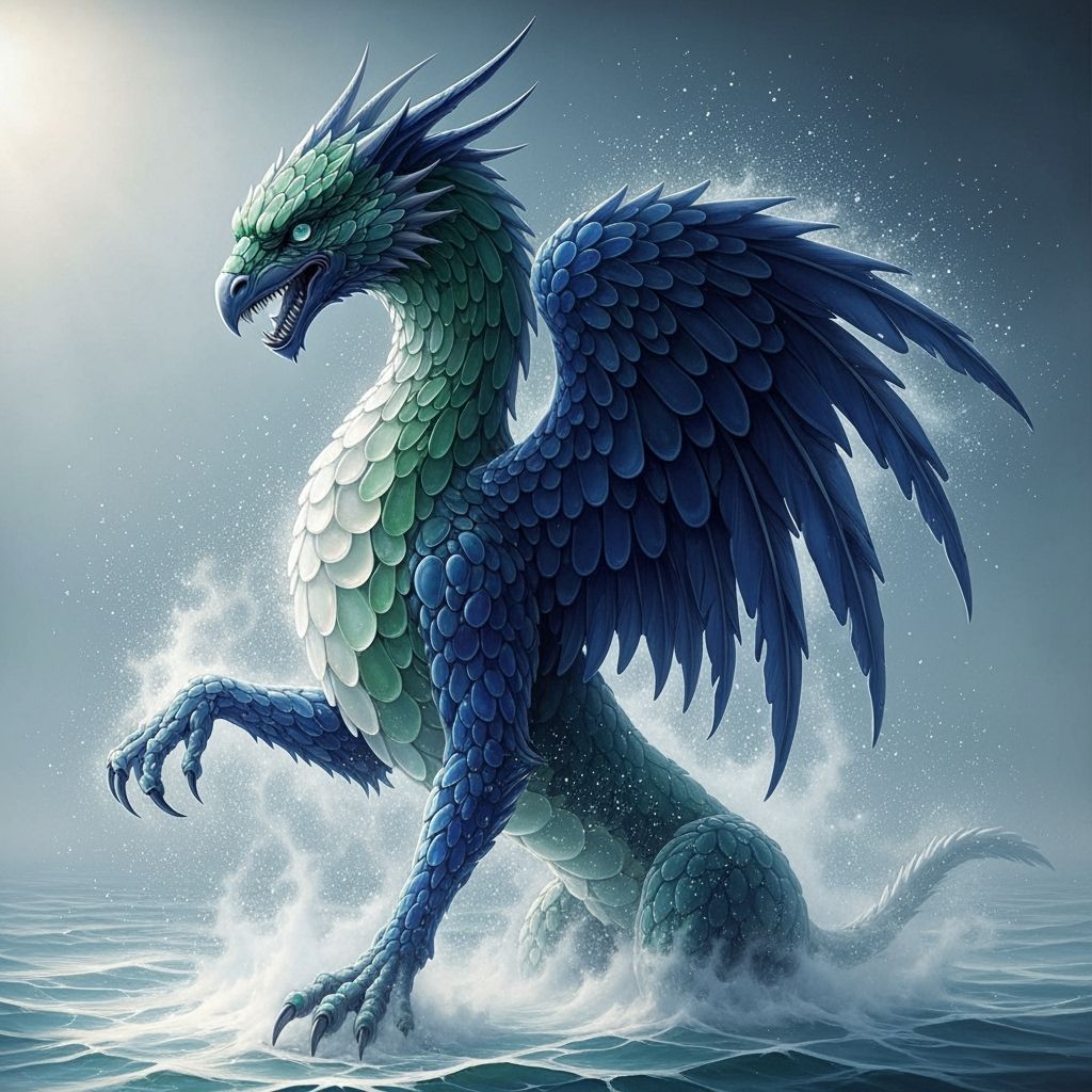 Sea Glass Creature Mosaic in Ethereal Ocean Mist