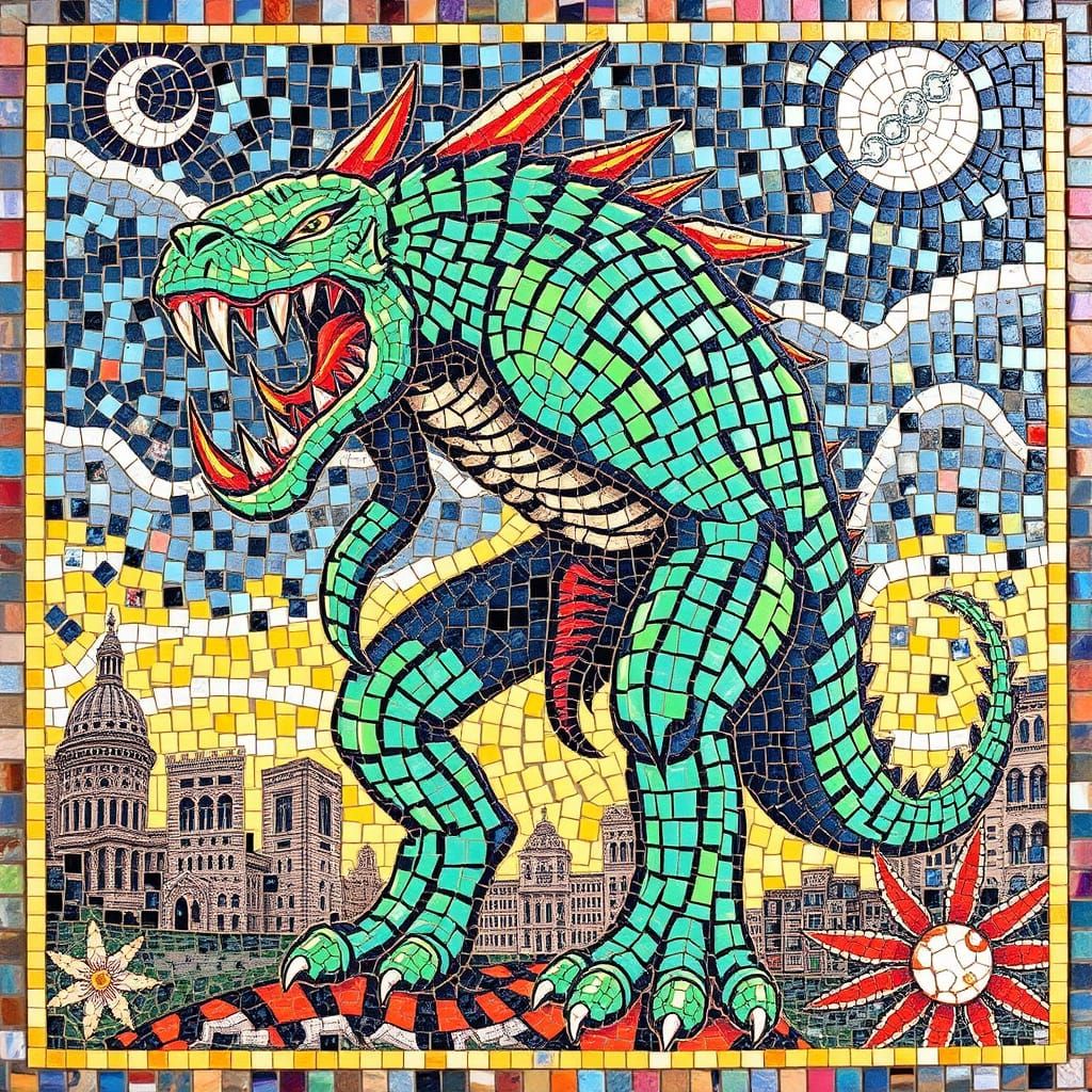 Surreal Beastly Mosaic Artwork