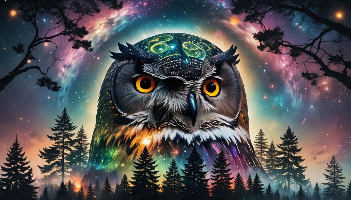 Galaxy Merges with World in Double Exposure Art