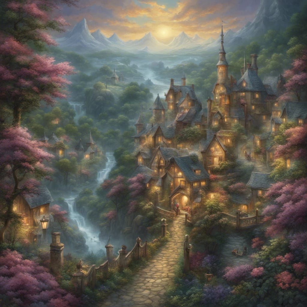 Dreamy Emerald Metropolis in Vibrant Digital Art