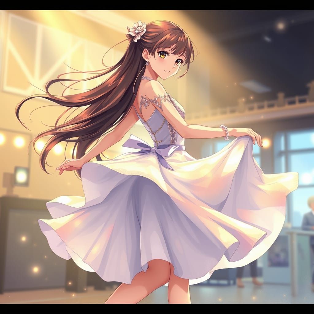Anime-Inspired Ballroom Dancer in Elegant Uniform