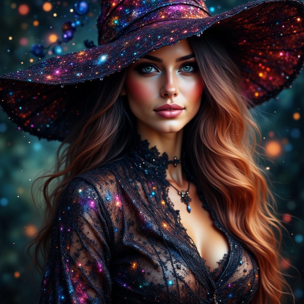 Magical Witch Portrait in Sparkle Outfit