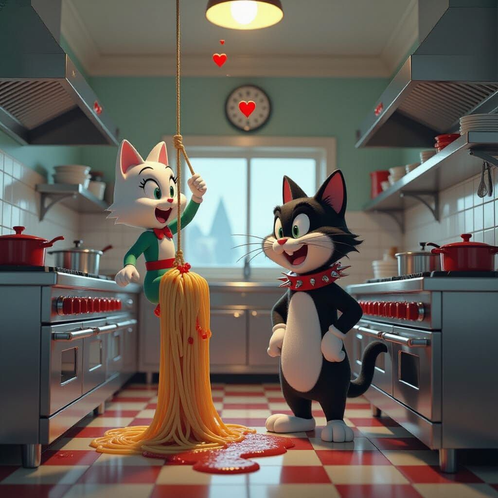 Tom and Jerry Diner Mayhem in Retro Cartoon Style