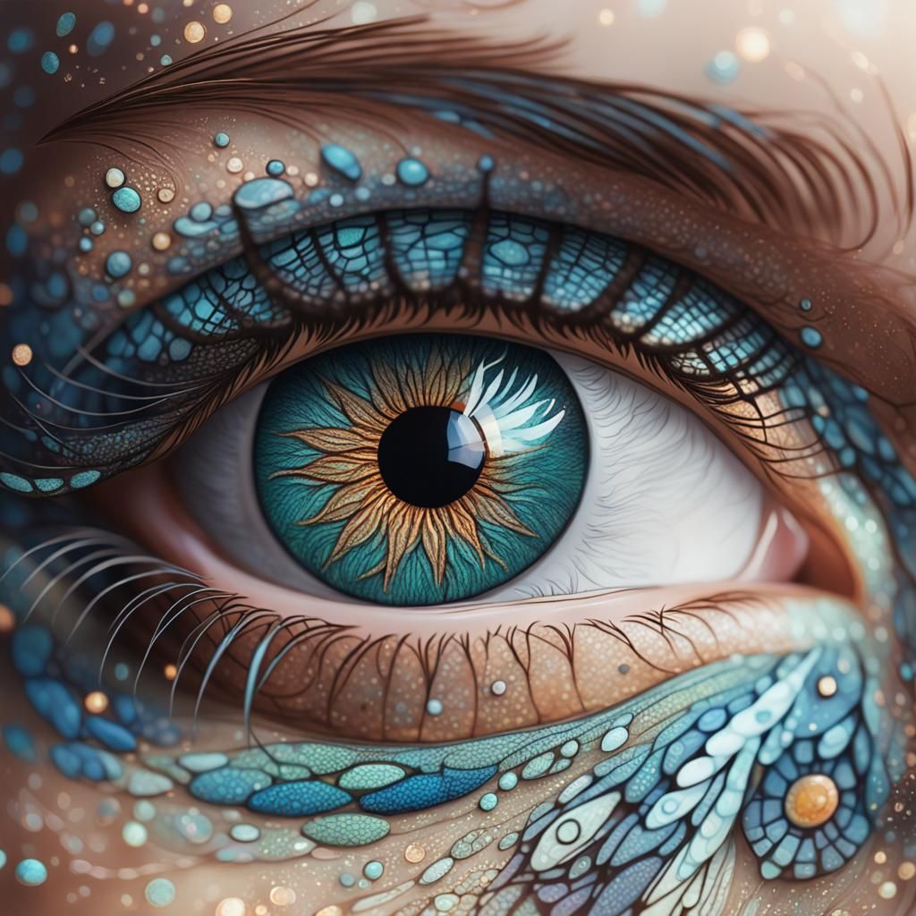 Opalescent Eye: Zentangle Patterns in CGI Textures