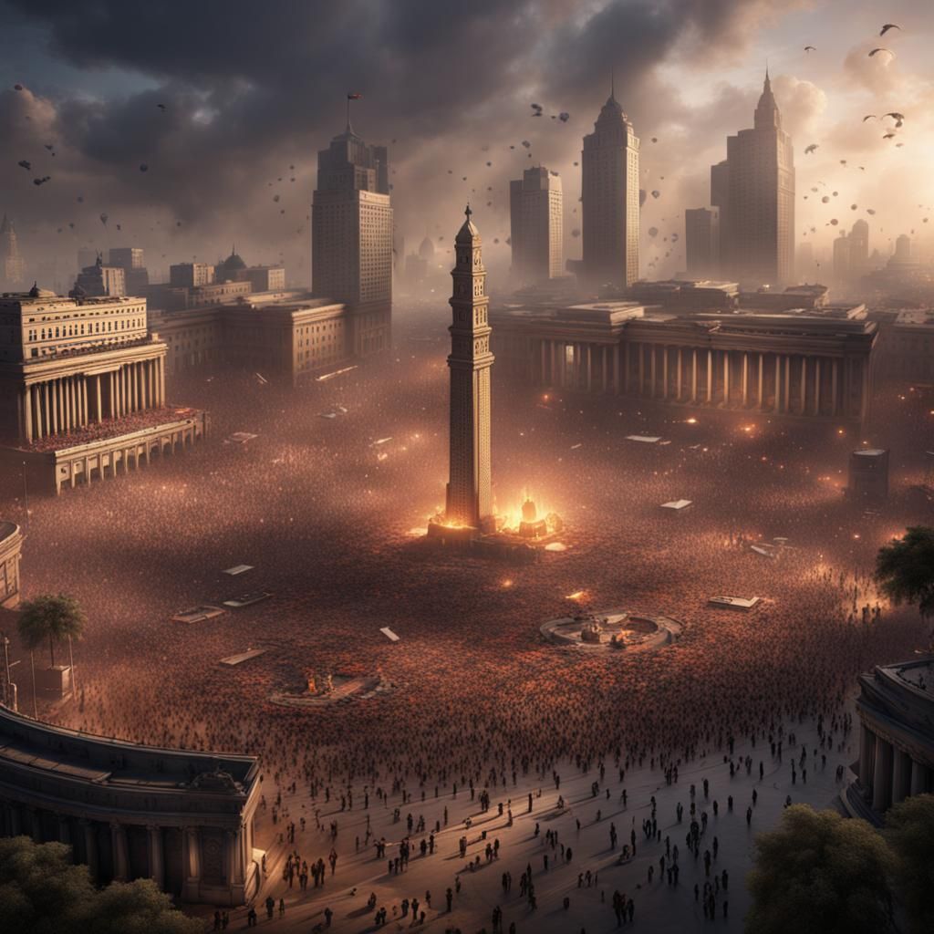 Tahrir Square Revolution: Detailed Matte Painting