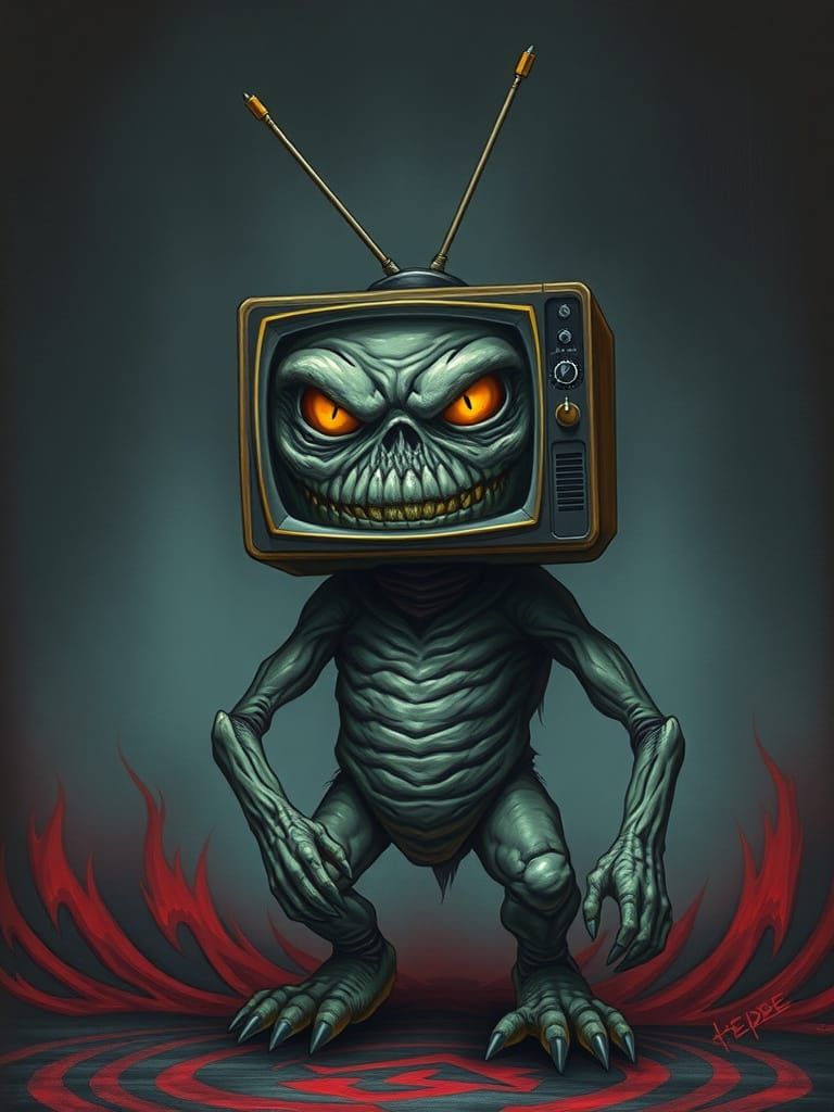 Scary Cyberpunk TV Monster