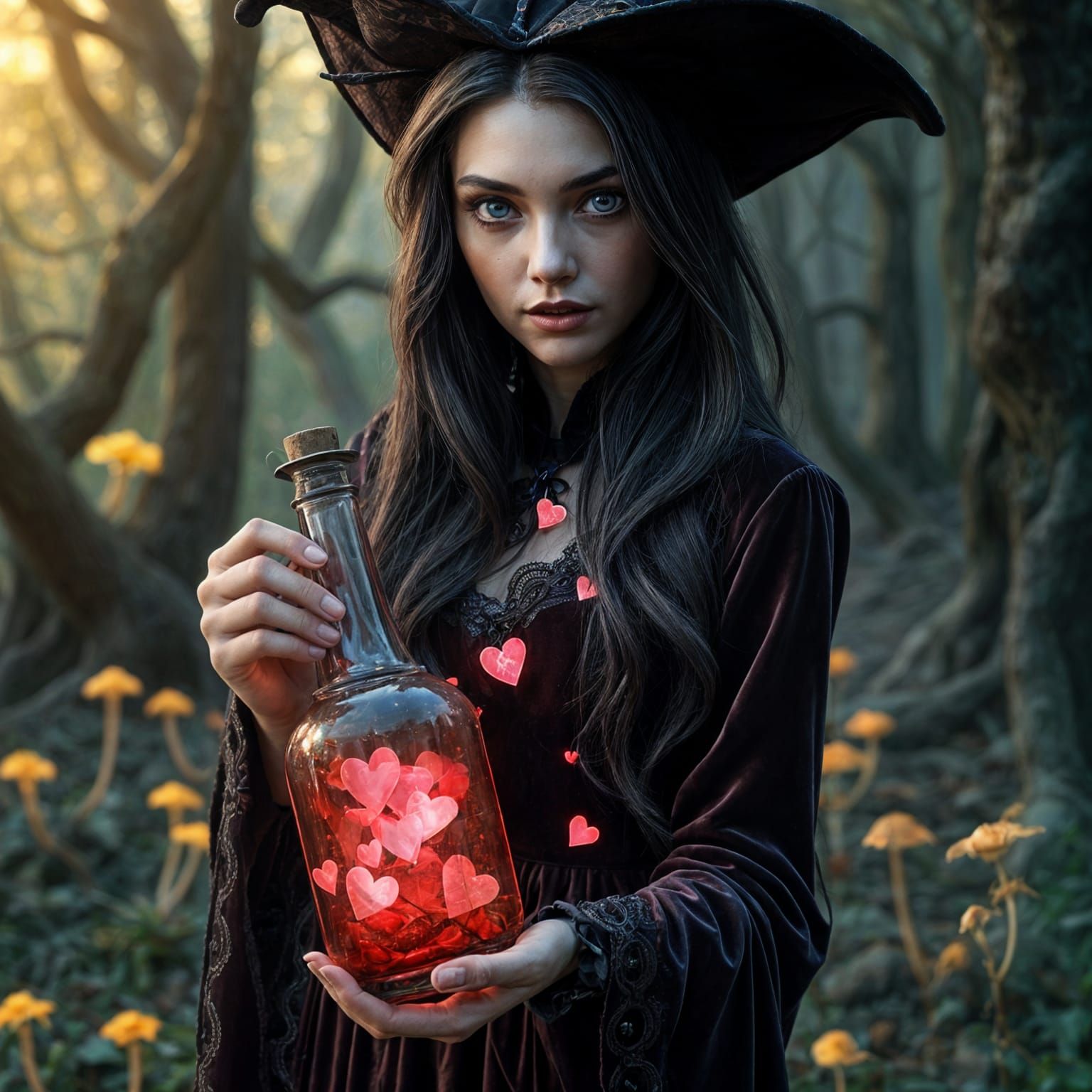 Beautiful Witch With Love Potion Bottle