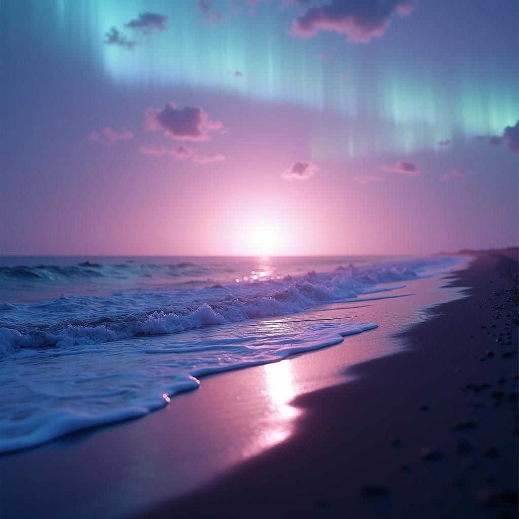 Prismatic Dusk: Ocean Aurora in Cinematic Style