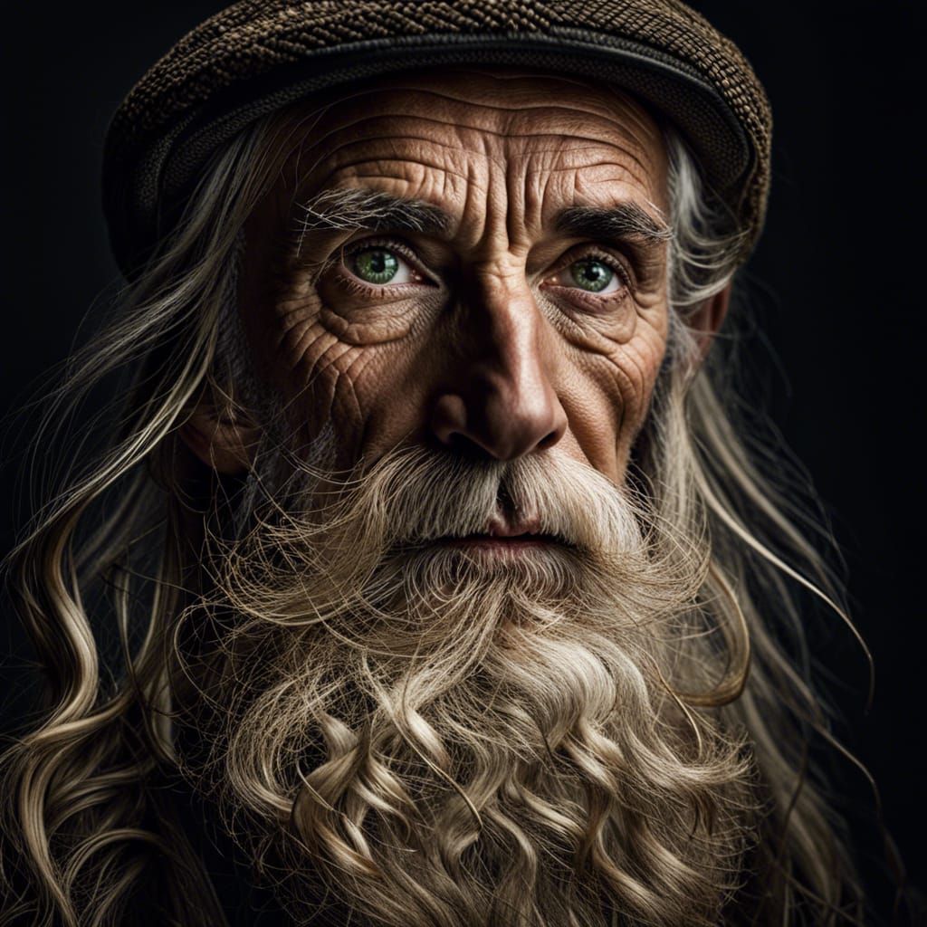 Detailed Portrait of a Man with White Beard