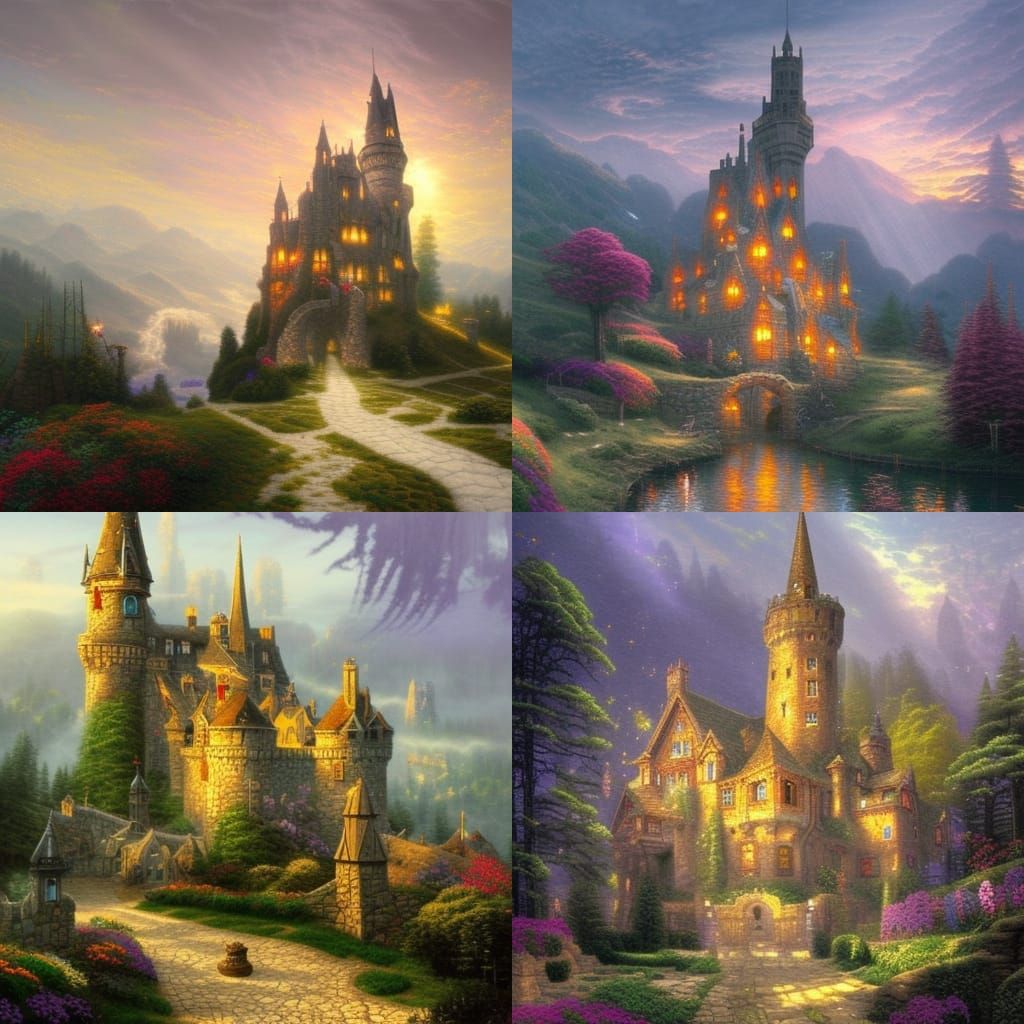 Ethereal Medieval Castle in Fantasy Style
