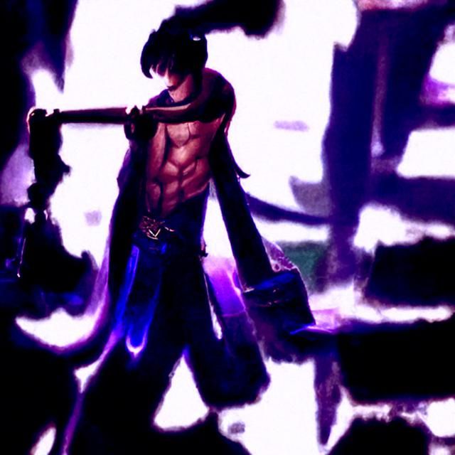 Menacing Demonic Warrior in Grimey Cityscape