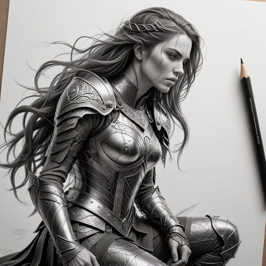 Fantasy Warrior Woman Character Design Sketch