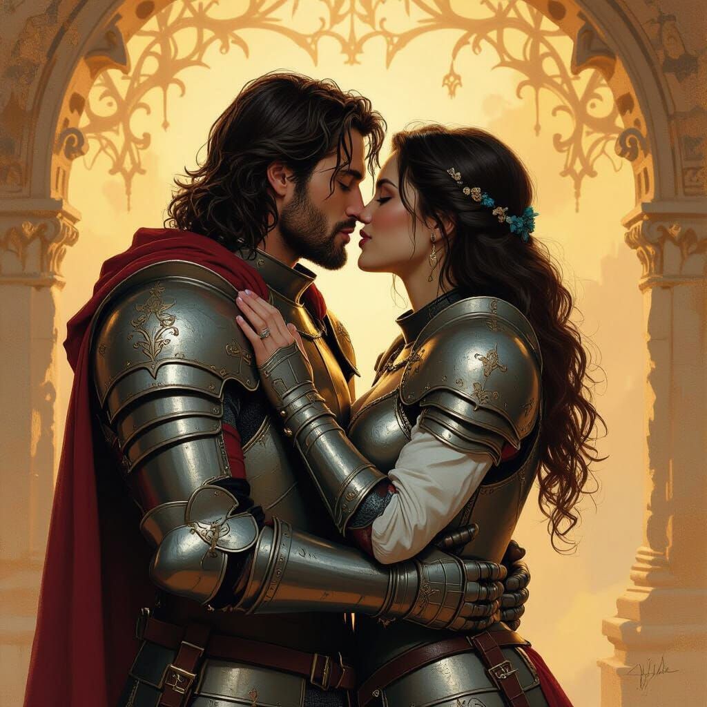 Knights Templar: A Romantic Embrace in Armor