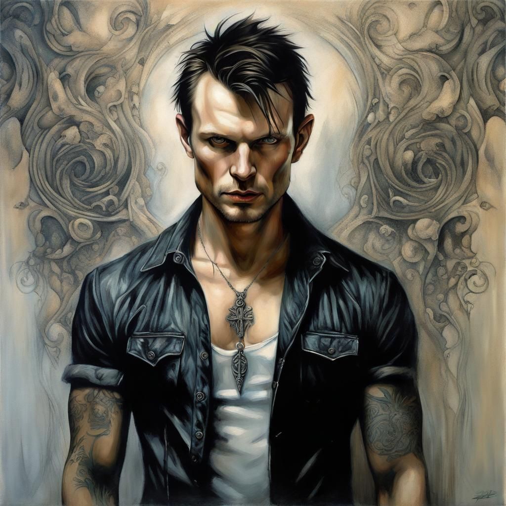 Melancholic Portrait of Man in Oil Painting Style