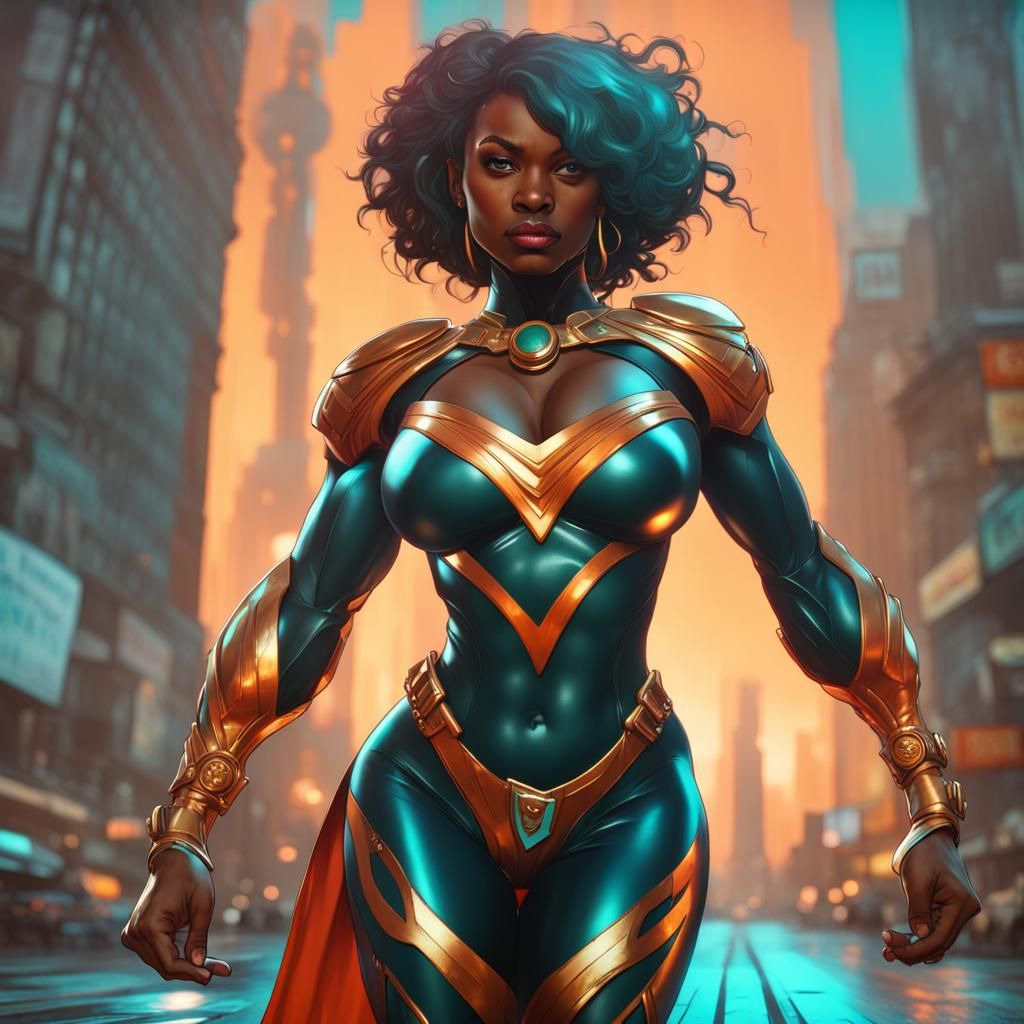 Empowered Black Female Superhero Concept Art