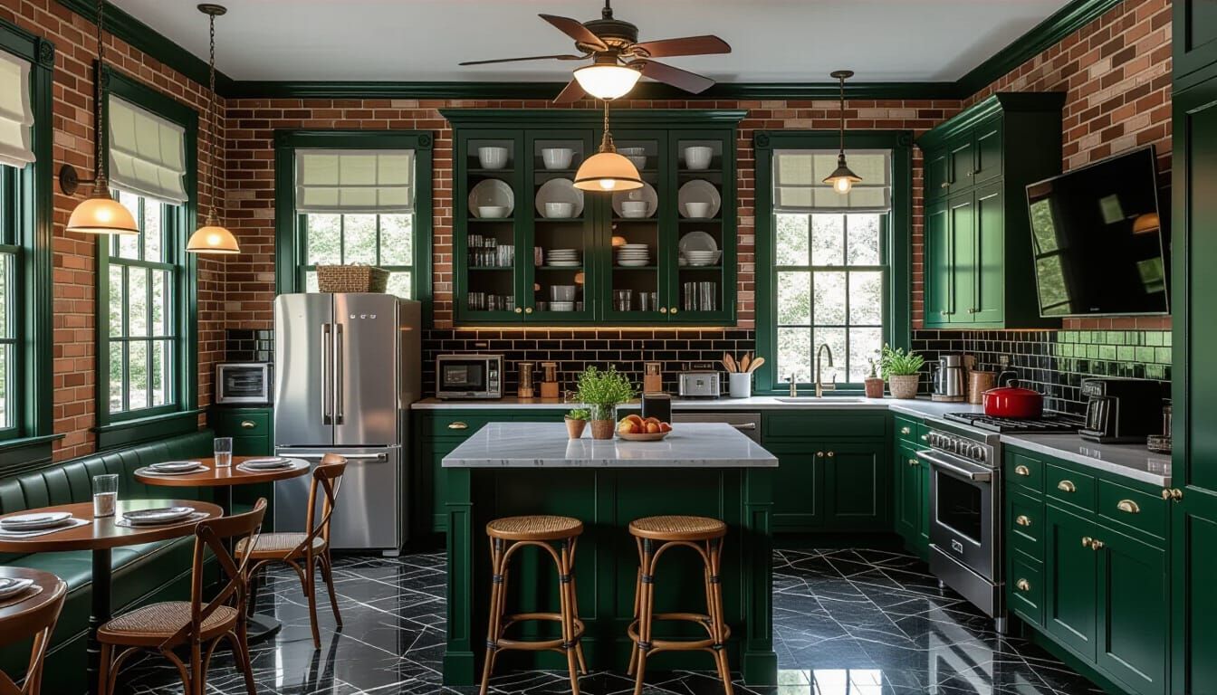 Victorian Kitchen with Modern Appliances in Detailed Realist...