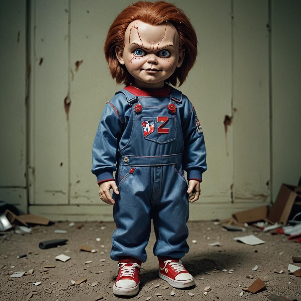 Chucky in Nike Jumpsuit: Cinematic Film Still