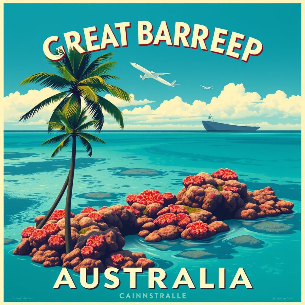Vintage Travel Poster: Great Barrier Reef, Australia
