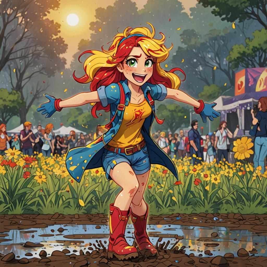 Sunset Shimmer Dancing at Music Festival