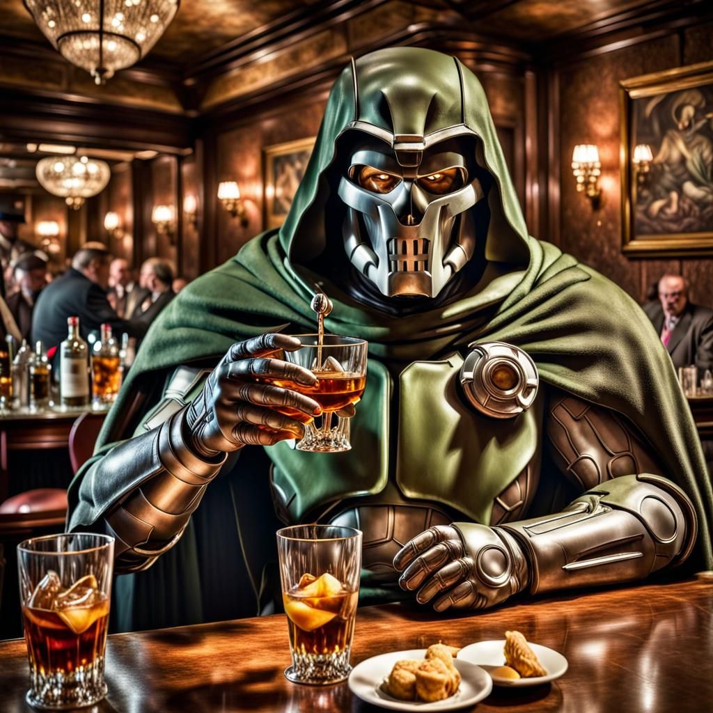 Dr Doom Drinking a brandy